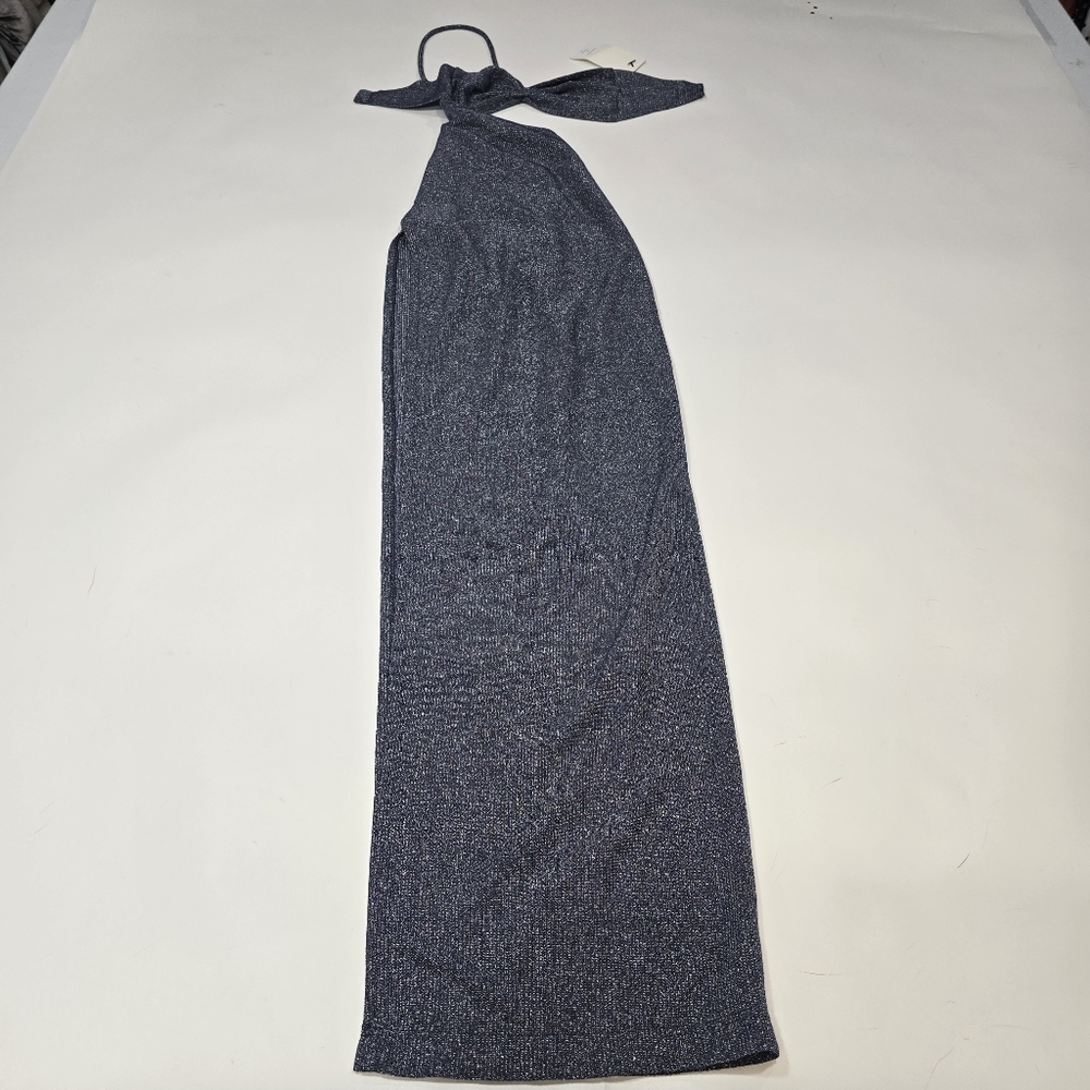 Lama Jouni Bandeaux Maxi Dress in Blue Shimmer - Picture 2 of 11